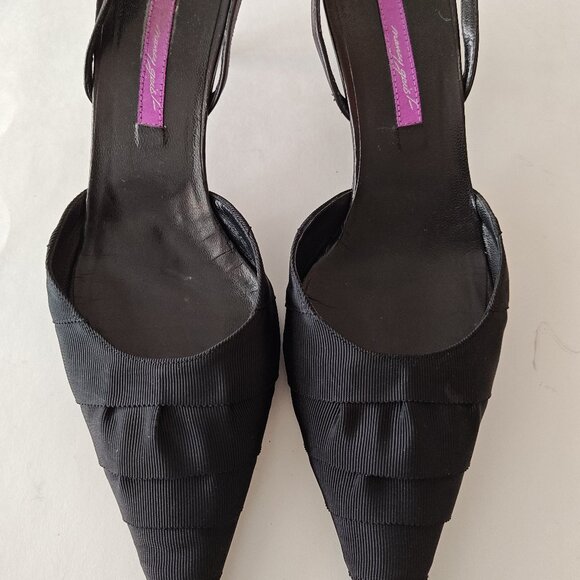 Nancy Geist Black Grosgrain Slingback Pumps - Picture 1 of 6